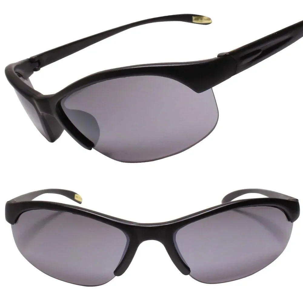 Motorcycle Riding Biker Lightweight Semi Rimless Matte Black Sport Sunglasses